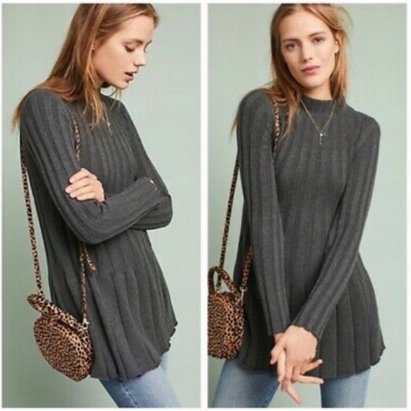 Anthropologie Dresses & Skirts - 🆕 Anthropologie Anthro Gray Knit Pleated Boho Fall Autumn Dress Size Medium